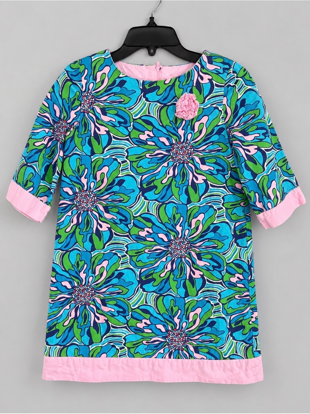 Lilly Pulitzer Floral Shift Dress Rosette Girls Sz 10